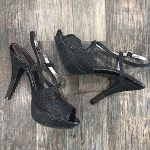 Fioni Black Glitter Heels